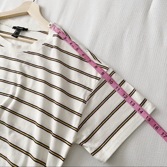 Yellow Black and White Stripe Cropped Drawstring Waist Top - Picture 3 of 9